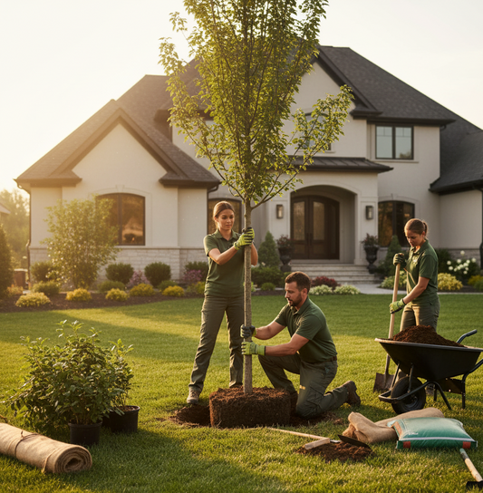 Trees, shrubs, and flower planting